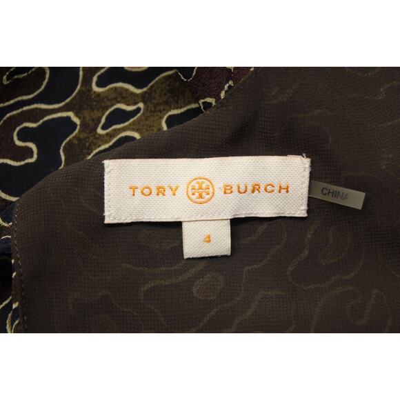 Tory Burch Women's Tanya Abstract Leopard Print Silk Sleeveless Tie Back Top 4 - Picture 4 of 10